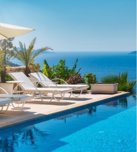 Luxury by the pool. Modern outdoor furniture to create a sophisticated meeting spot!