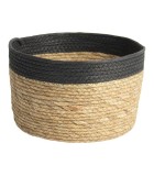 Storage Basket Jute Black o30x18cm