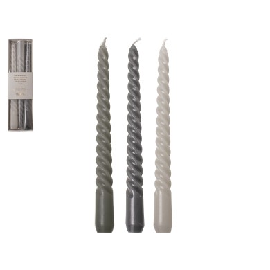 Dinner Candles Swirl Set Grey 20.5cm (3pcs) Dinner Candles Swirl Set Grey 20.5cm (3pcs)
