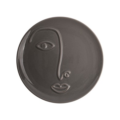Decorative  Plate Face Grey o21.3cm