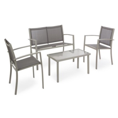 Outdoor Sofa Set - Peder - 2seat sofa,2xarmchairs,table - Grey - 58,5x50x75cm/110x50x75cm/84x44x39cm