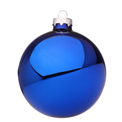 Ornamnet Ball  Glass - Shiny Blue D10cm Ornamnet Ball  Glass - Shiny Blue D10cm