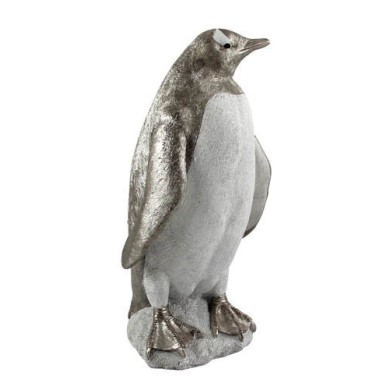 Decorative  Terry Penguin - Silver/White 34h
