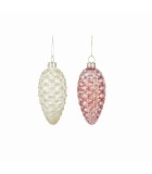 Ornament Pine Cone - Pink/White - 5xH10cm (2 assorted designs) Ornament Pine Cone - Pink/White - 5xH10cm (2 assorted designs)