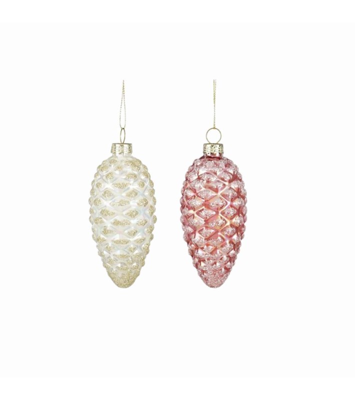 Ornament Pine Cone - Pink/White - 5xH10cm (2 assorted designs) Ornament Pine Cone - Pink/White - 5xH10cm (2 assorted designs)