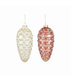 Ornament Pine Cone - Pink/White - 6,5xH16cm (2 assorted designs) Ornament Pine Cone - Pink/White - 6,5xH16cm (2 assorted designs)