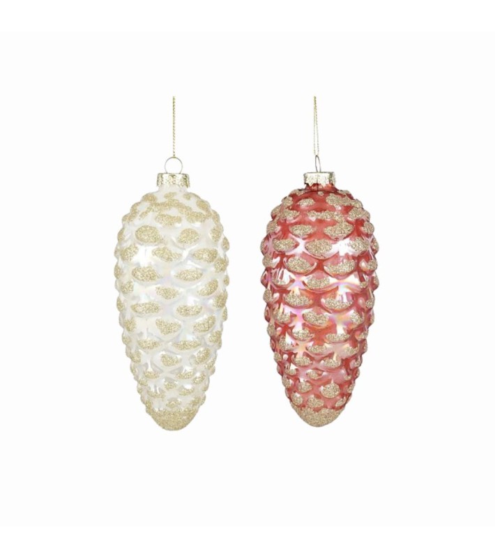 Ornament Pine Cone - Pink/White - 6,5xH16cm (2 assorted designs) Ornament Pine Cone - Pink/White - 6,5xH16cm (2 assorted designs)