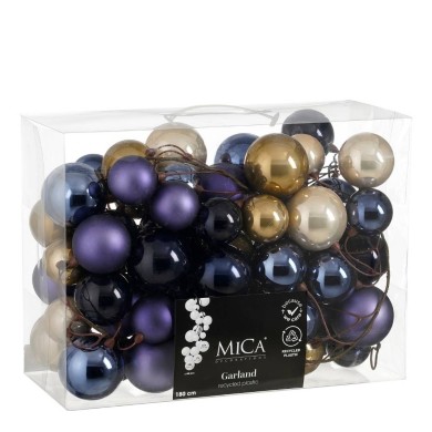 Ornament Ball Garland - Dark Blue, Purple, Cream & Light Brown - 180Cm Ornament Ball Garland - Dark Blue, Purple, Cream & Light Brown - 180Cm