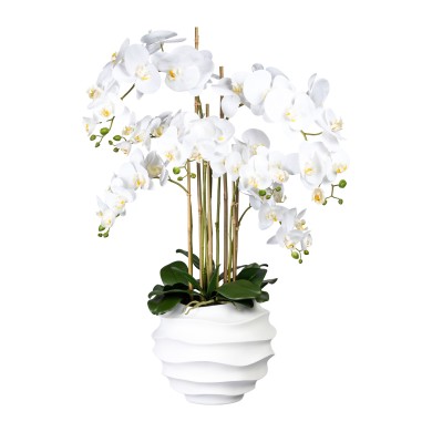Decorative Orchid x7 in pot - White 95cm