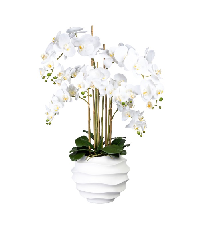 Decorative Orchid x7 in pot - White 95cm Decorative Orchid x7 in pot - White 95cm