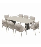 Outdoor Dining set 9pcs (CIAO + PENNY)  (1 table/ 8  chairs) - Dark charcoal / Light beige
