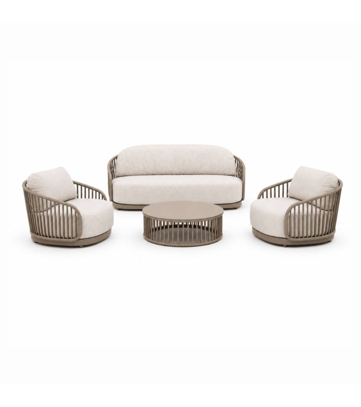 Lounge set 4 pcs MOJO aluminium outdoor (no rope) - Taupe Lounge set 4 pcs MOJO aluminium outdoor (no rope) - Taupe