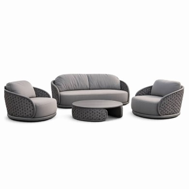 Lounge set 4 pcs MOJO outdoor with dark rope - Dark charcoal