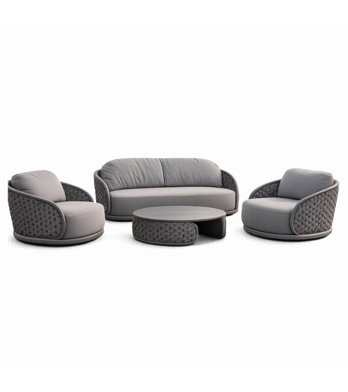 Lounge set 4 pcs MOJO outdoor with dark rope - Dark charcoal Lounge set 4 pcs MOJO outdoor with dark rope - Dark charcoal