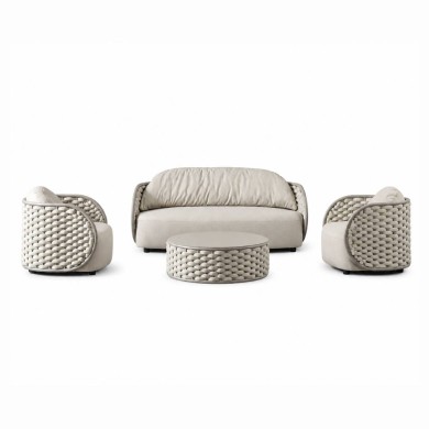 Lounge set 4 pcs MOJO outdoor with beige rope - Taupe