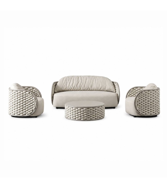 Lounge set 4 pcs MOJO outdoor with beige rope - Taupe Lounge set 4 pcs MOJO outdoor with beige rope - Taupe