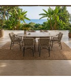 Outdoor Dining set 9 pcs RIO + KNOT  (1 oval table + 8  chairs) - Taupe / Light beige