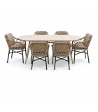 Outdoor Dining set 9 pcs RIO + KNOT  (1 oval table + 8  chairs) - Taupe / Light beige