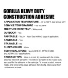 Gorilla Glue Heavy Duty Contact Adhesive Gorilla Incredible Strong Glues Tapes Sealands