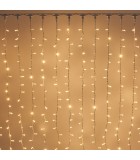 LED Lights Curtain - Warm White with Transparent Cable - 200xH300cm (608 LED) IP44 Curtain Lights