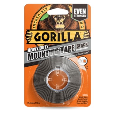 Gorilla Mounting Tape - Heavy Duty - Double Sided - Black - 1.5m Gorilla Mounting Tape - Heavy Duty - Double Sided - Black - 1.5m