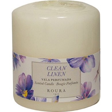 Scented Candle Pillar Clean Linen - White 80x70mm