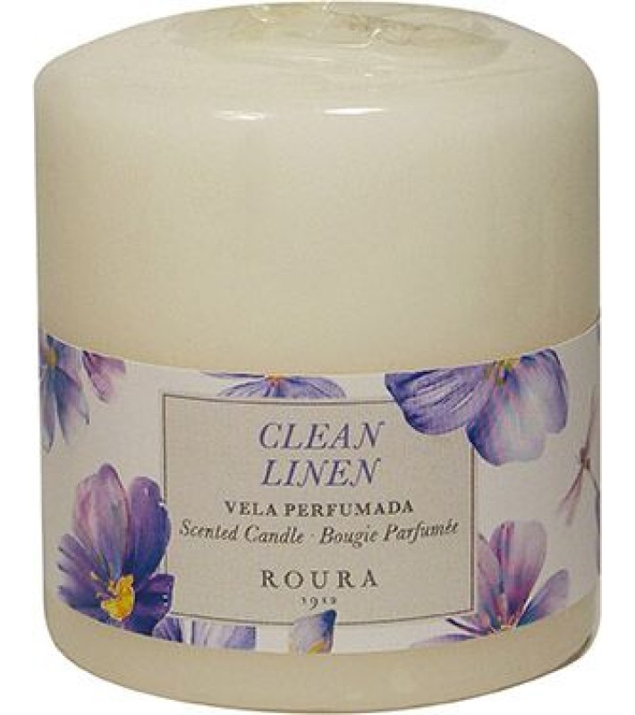 Scented Candle Pillar Clean Linen - White 80x70mm Scented Candle Pillar Clean Linen - White 80x70mm