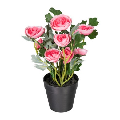 Decorative Buttercup Blossoms in pot - Pink 25cm