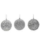 Ornamet Ball Set 4pcs (3 Assorted) - Silver - 10cm Ornamet Ball Set 4pcs (3 Assorted) - Silver - 10cm