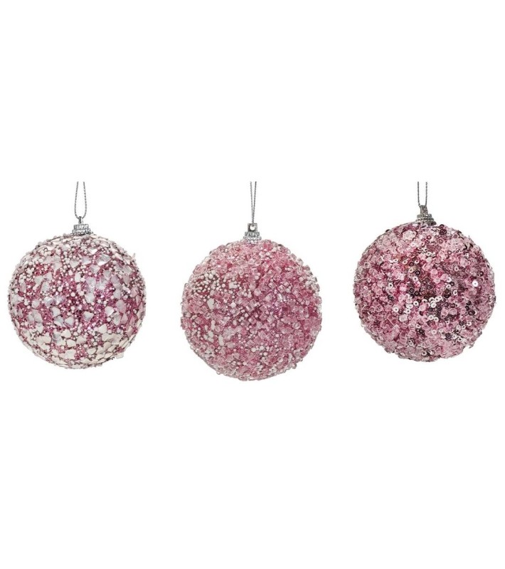 Ornamet Ball Set 4pcs (3 Assorted) - Pink - 10cm Ornamet Ball Set 4pcs (3 Assorted) - Pink - 10cm