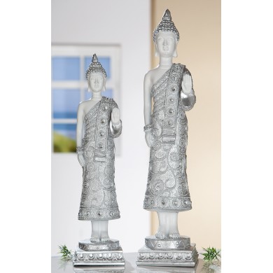 Decoartaive Buddha - Poly - Silver - 2pcs