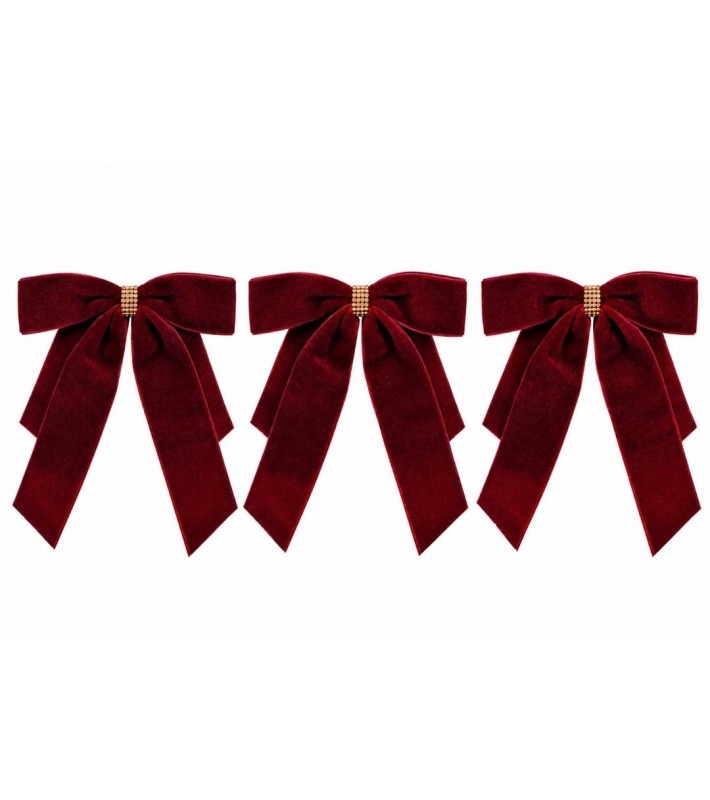Decorative Bow Set of 3 - Bordeaux - 15cm Decorative Bow Set of 3 - Bordeaux - 15cm