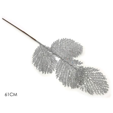 Decorative Branch Leaves - Silver H61cm