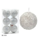 Ornamet Ball Set 6pcs - White - 8cm Ornamet Ball Set 6pcs - White - 8cm