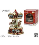 Decorative Carousel with Horses - White or Red - Ø12 x 16.5cm Decorative Carousel with Horses - White or Red - Ø12 x 16.5cm