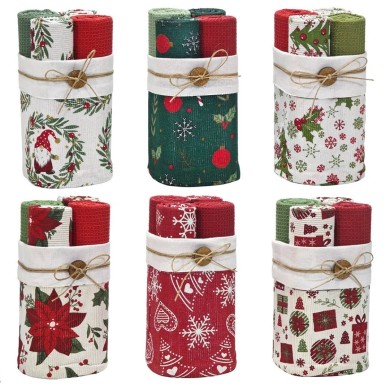 Christmas Kitchen Towel Set 4pcs (6 Assorted) - 40x70cm