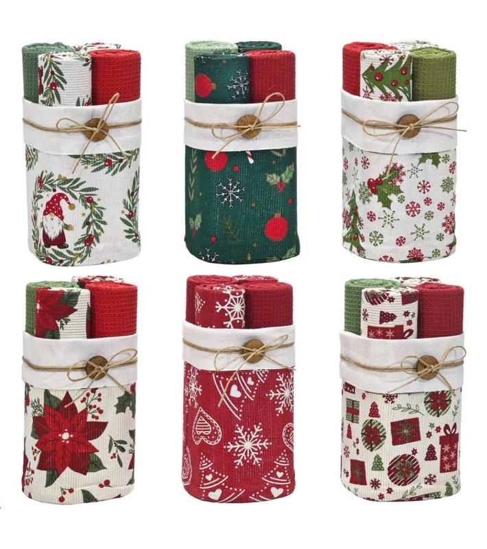 Christmas Kitchen Towel Set 4pcs (6 Assorted) - 40x70cm Christmas Kitchen Towel Set 4pcs (6 Assorted) - 40x70cm