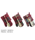 Chritmas Kitchen Set - Gloves/Holder/Wooden Spoon - Red - 3pcs