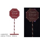 Decoraive Sign - Santa Stop - Red - H92cm - LED