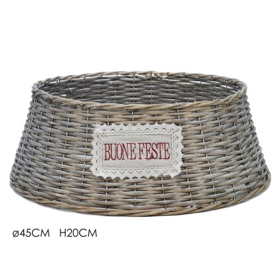 Christmas Tree Base - Rattan - Grey - 45xH20cm Christmas Tree Base - Rattan - Grey - 45xH20cm