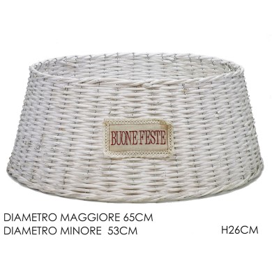 Christmas Tree Base - Rattan - White - 65xH26cm Christmas Tree Base - Rattan - White - 65xH26cm