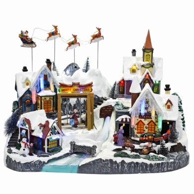 Christmas Decorative Scene with Light, Sound and Movement - 35cm