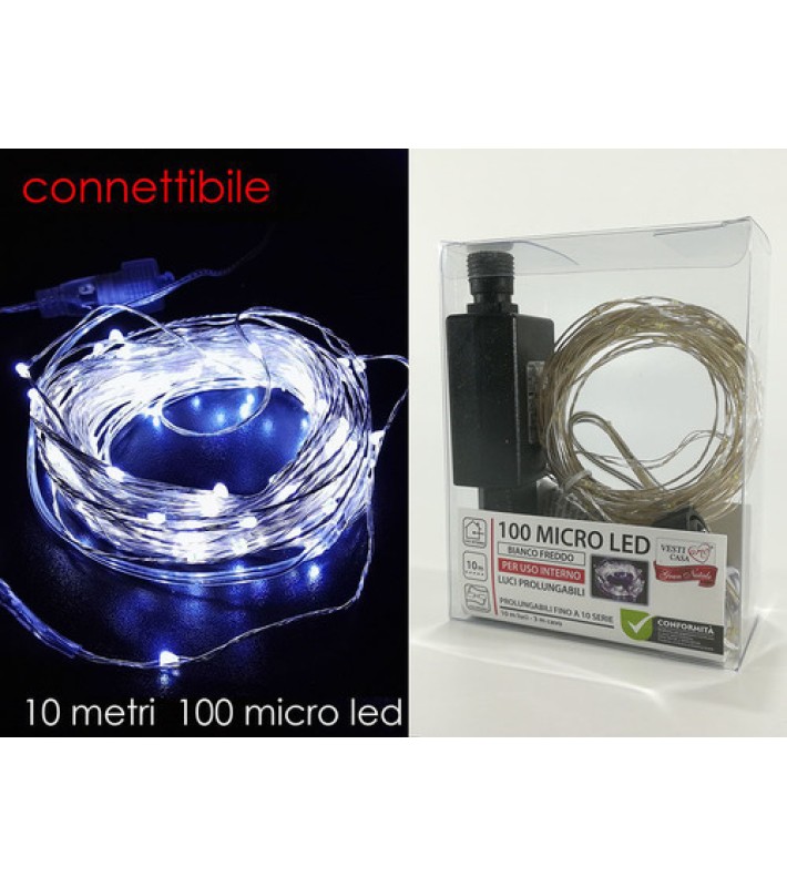 Λαμπάκια LED σειρά   με Microled - Κρύο Λευκό 100LED Λαμπάκια LED σειρά   με Microled - Κρύο Λευκό 100LED