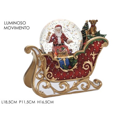 Decorative Snowball - Sleight - Multicolor - H16cm - LED/Music/Movement