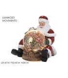 Decorative Snowball - Santa Claus - Red - 23.5x22.5xH22cm - LED/MOVEMENT