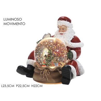 Decorative Snowball - Santa Claus - Red - 23.5x22.5xH22cm - LED/MOVEMENT