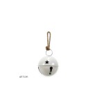 Ornament Ball Bell with Stars - White 11cm