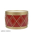 Decorative Drum - Luc - Red/Gold - D35xH42cm