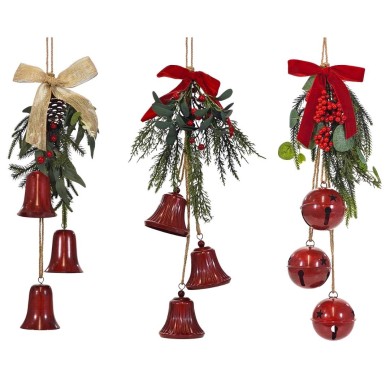 Hanging Decoration Bells (3 Assorted) - Red - 62cm Hanging Decoration Bells (3 Assorted) - Red - 62cm