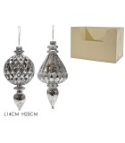 Ornament Drop - Jewl - Silver - 14xH25cm (2 designs)